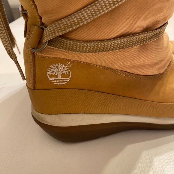 Women's Timberland Tan Leather Winter‎ Snow Boots Size 6 M Model 18388 2178 - Picture 4 of 10